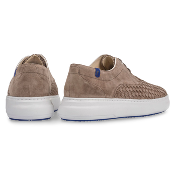 Taupe-coloured lace shoe with braided suede leather