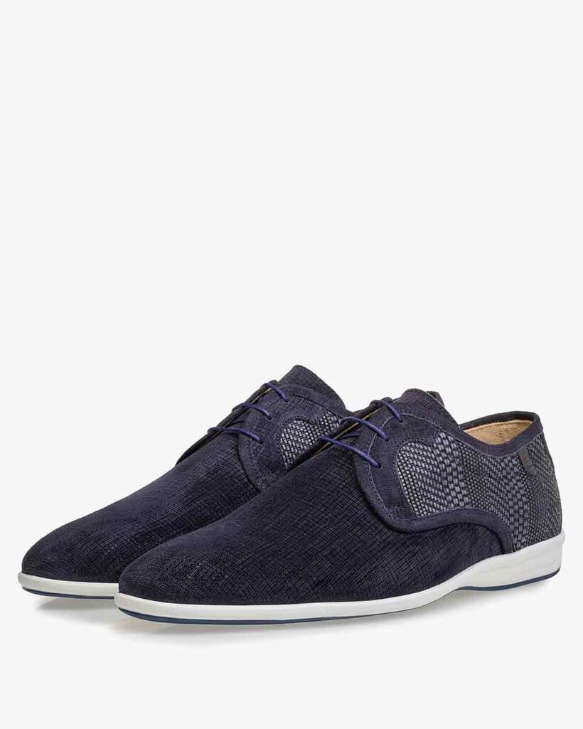 Lace shoe suede leather blue