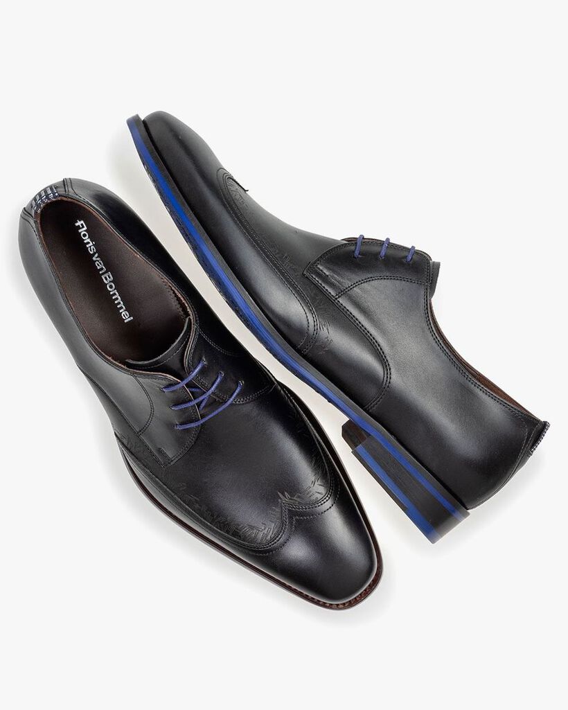 Lace shoe black calf leather