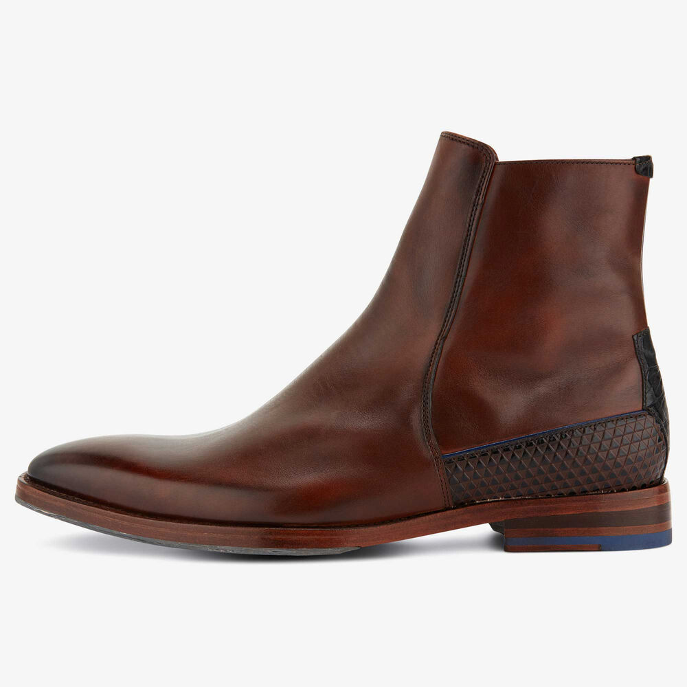 Floris van Bommel cognac leren heren chelseaboot