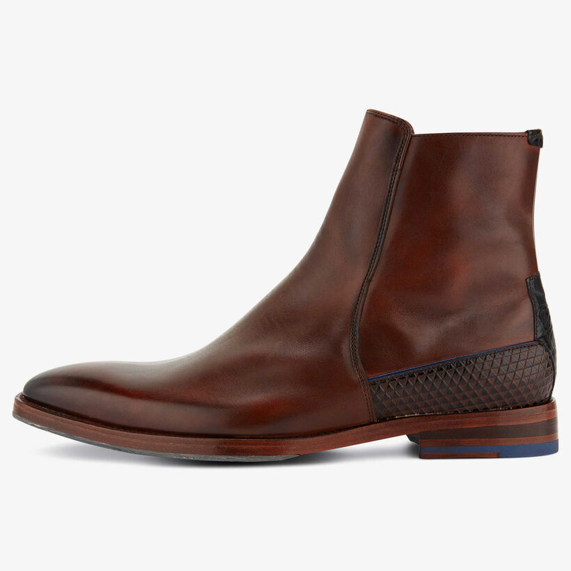 Floris van Bommel cognac leren heren chelseaboot