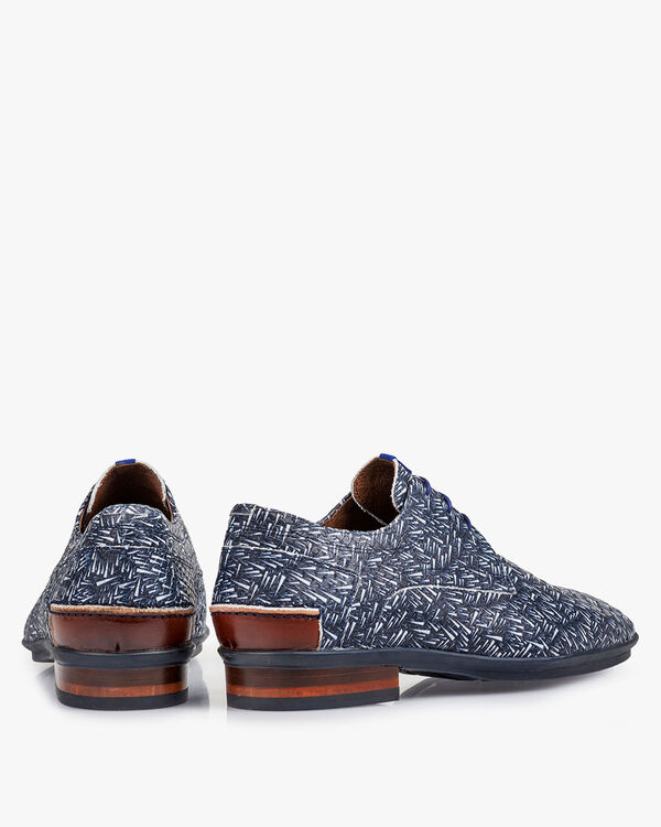 Lace shoe printed nubuck leather blue