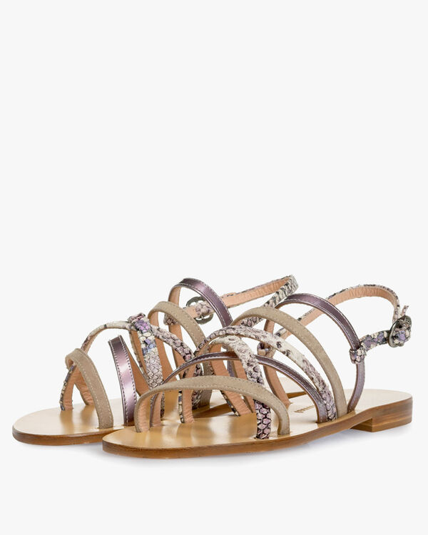 Sandal printed leather pink