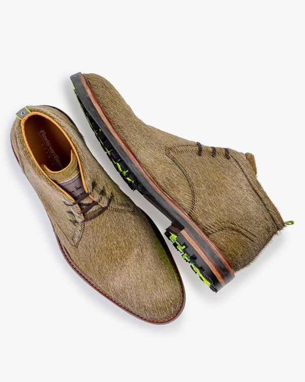 Lace boot pony taupe