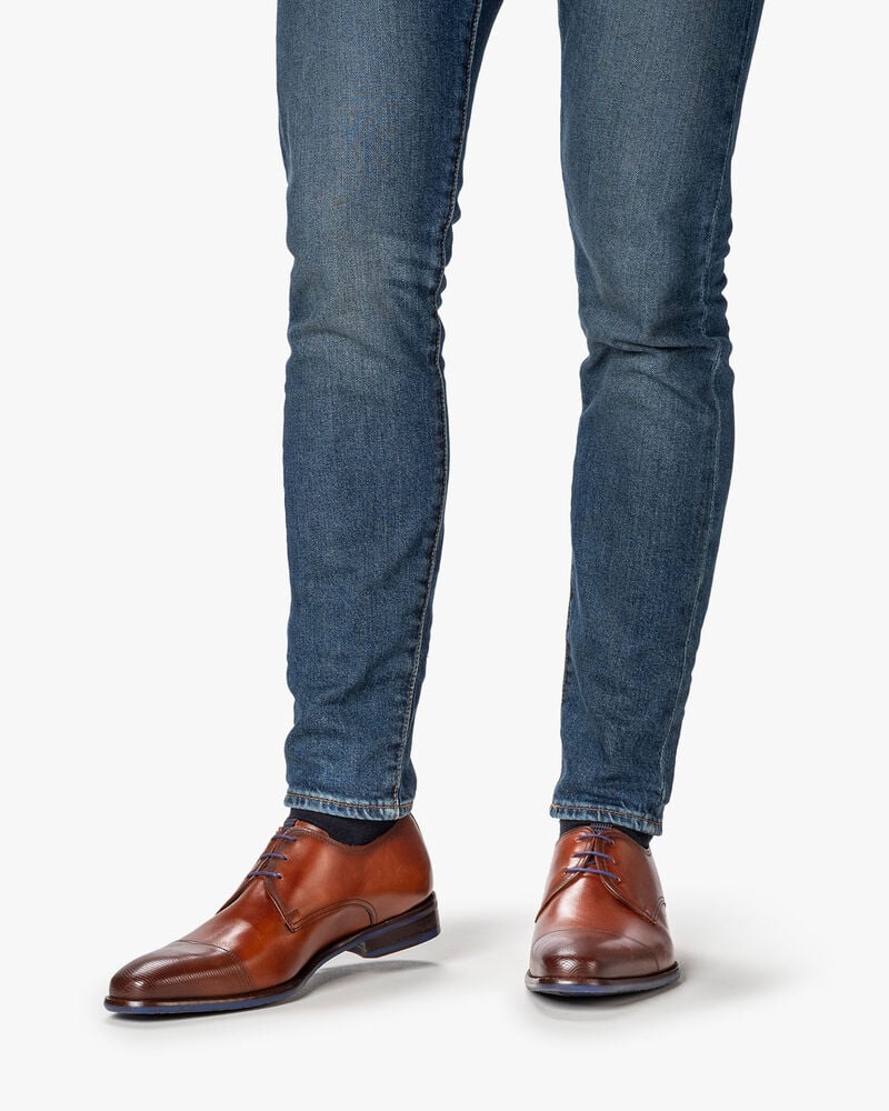 Veterschoen kalfsleer donkercognac