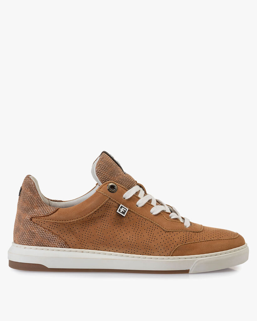 Sneaker nubuckleer cognac