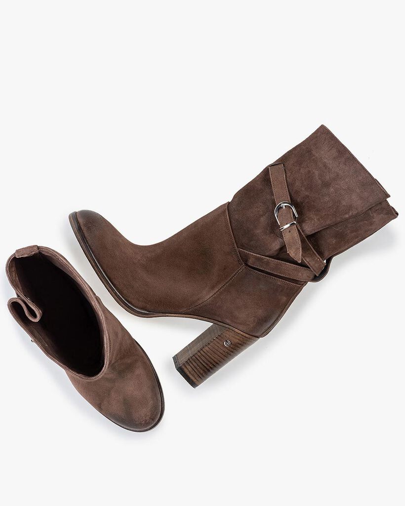 Mid-high boot suede leather brown