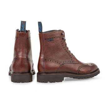 Veterboot geprint leer cognac