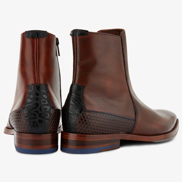 Floris van Bommel cognac leren heren chelseaboot