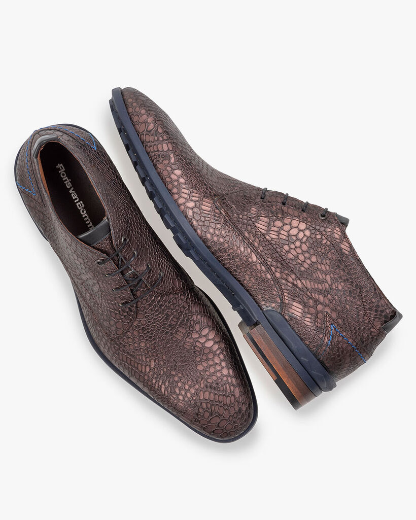 Veterboot metallic print donkerrood