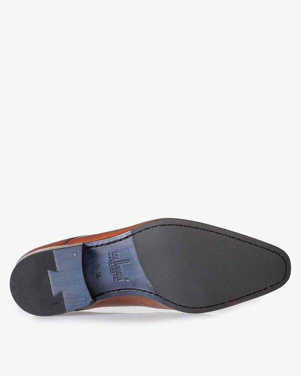 Kalfsleren veterschoen cognac