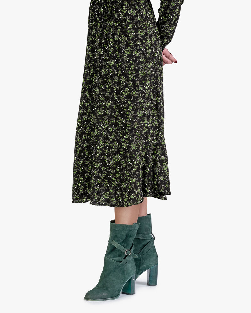 Mid-high boot suede leather petrol