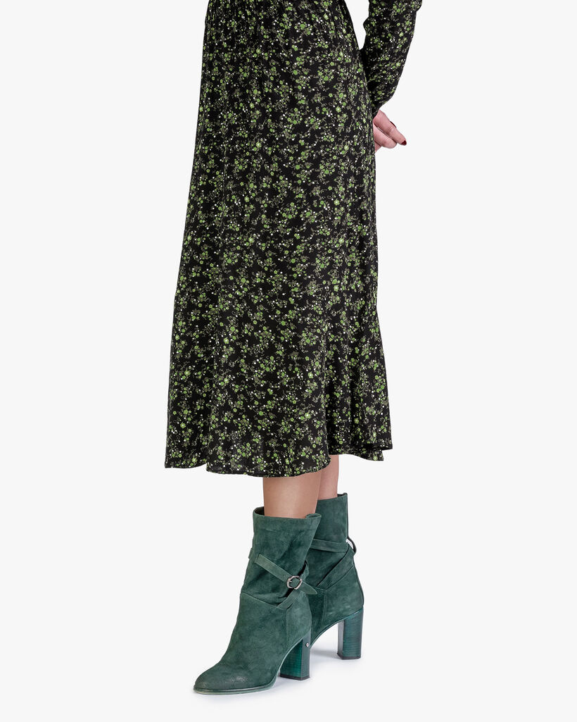 Mid-high boot suede leather petrol