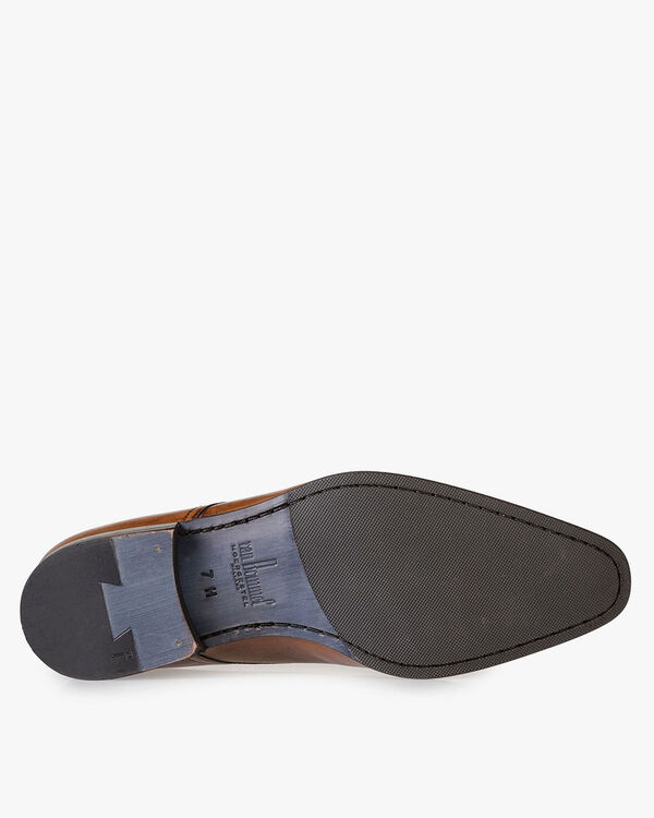 Kalfsleren veterschoen cognac