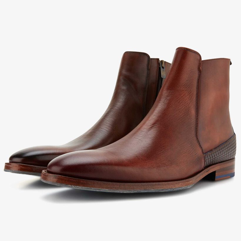 Floris van Bommel cognac leren heren chelseaboot