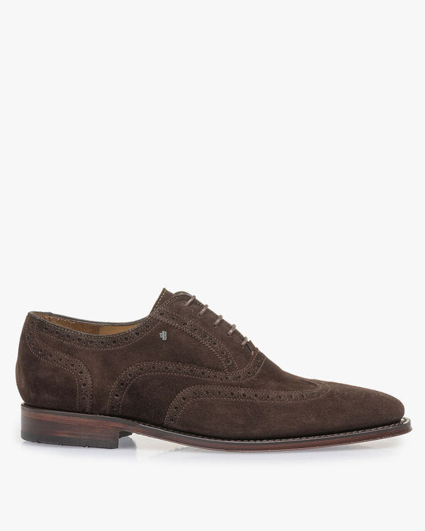 Dark brown suede leather brogue