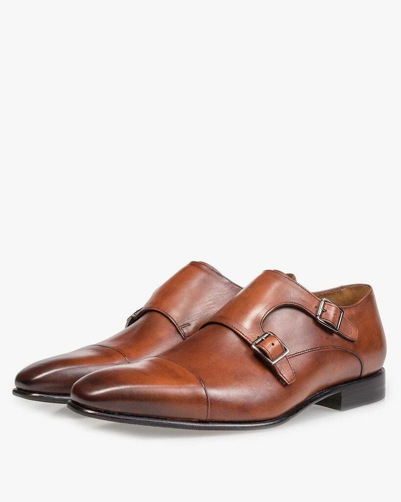Cognac leather monk strap