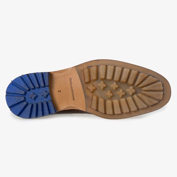 Floris van Bommel hoge cognac leren snakeprint heren veterboot