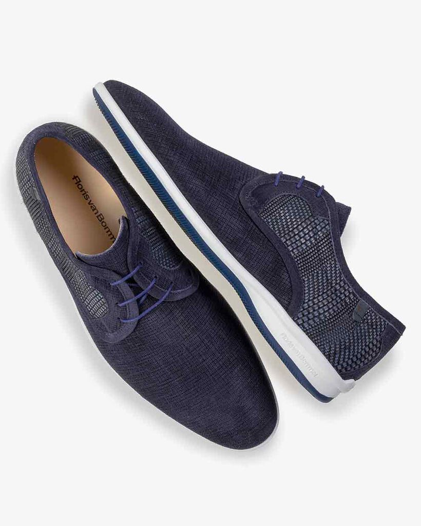 Lace shoe suede leather blue