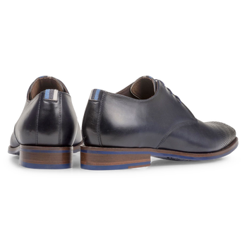 Donkerblauwe kalfsleren veterschoen