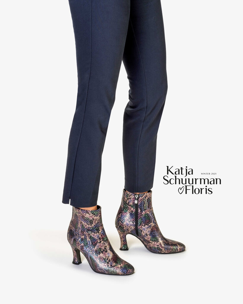 Enkellaars metallic print roze