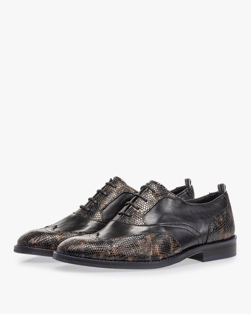 Veterschoen crocoprint koper