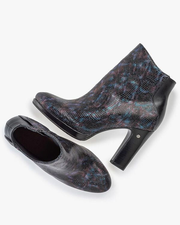 Enkellaars crocoprint blauw