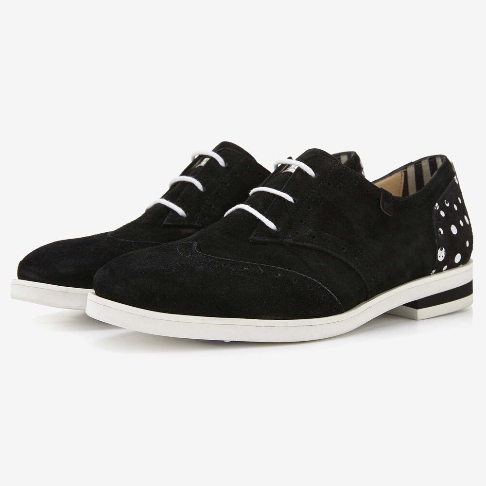 Floris van Bommel black suede women's lace-up shoe