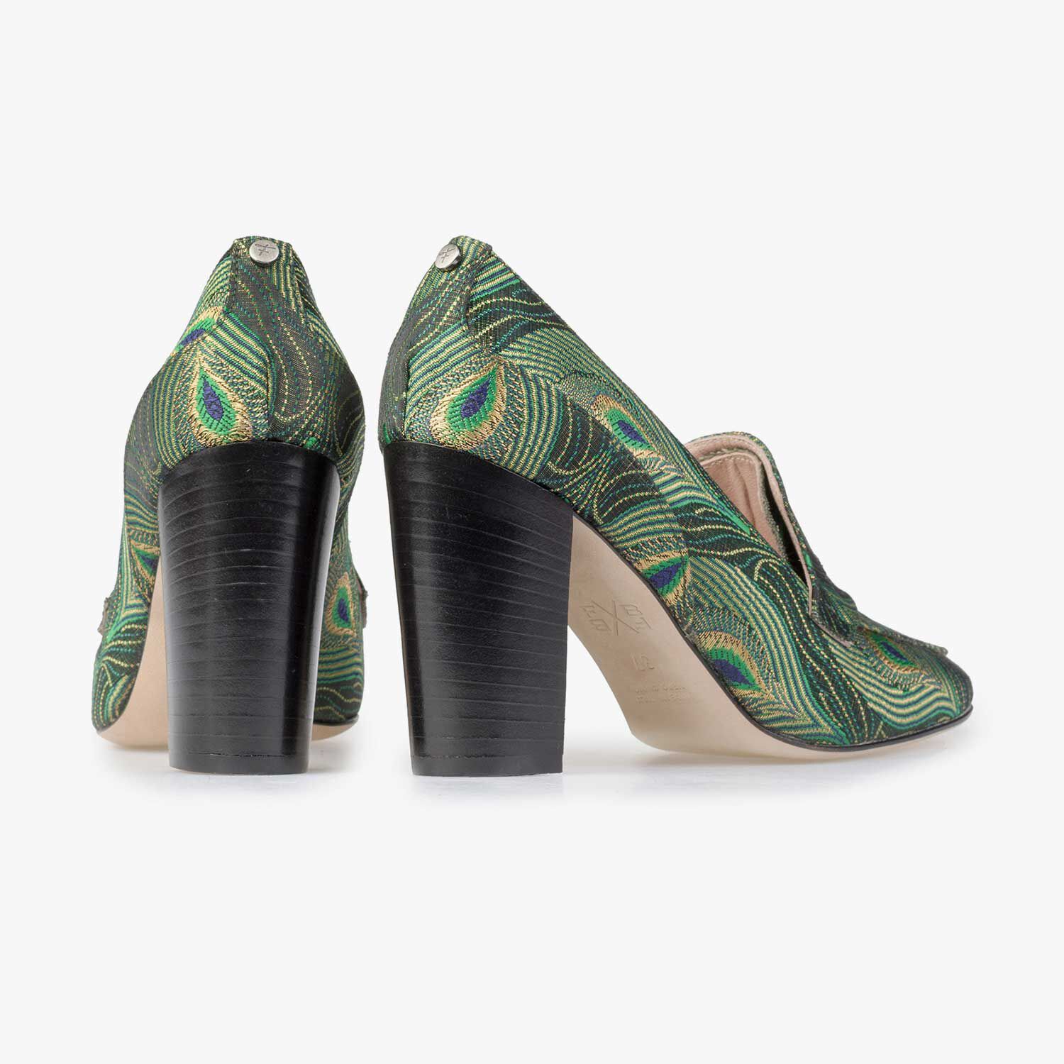 Pump met pauwenprint – groen – 85505/05|Floris van Bommel®