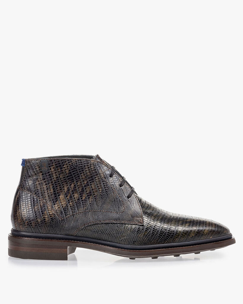 Boot lizard print dark green