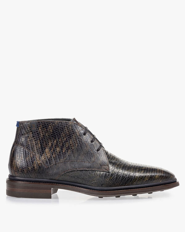 Boot lizard print dark green