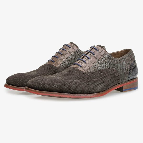Brown suede leather brogue lace shoe