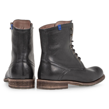 Lambskin lined black lace boot