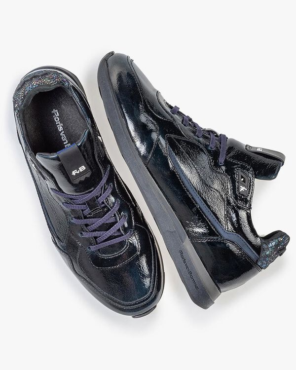 Sneaker blauwe lakleer