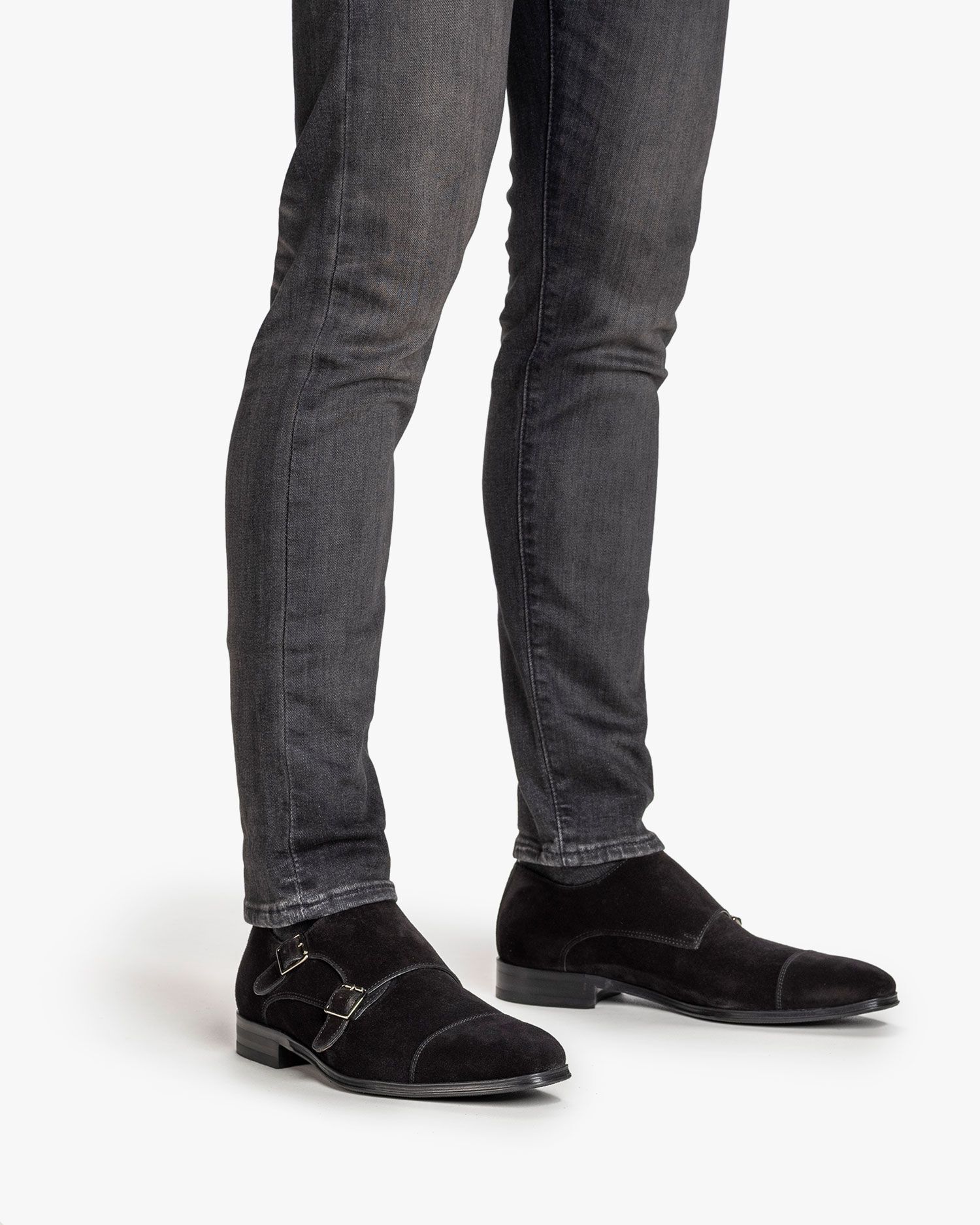 Gespschoen suède zwart SBM-30020-10-02 | Van Bommel Official®