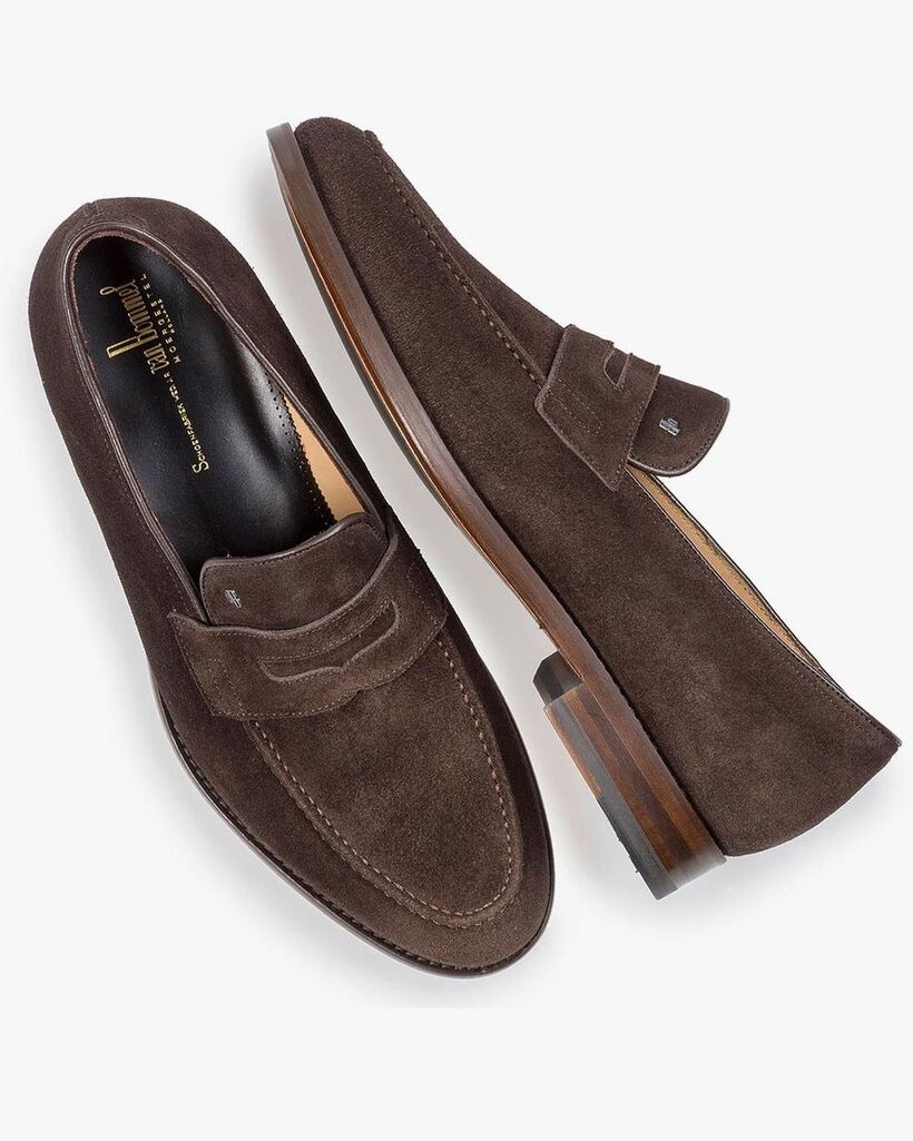 Donkerbruine su&egrave;de loafer