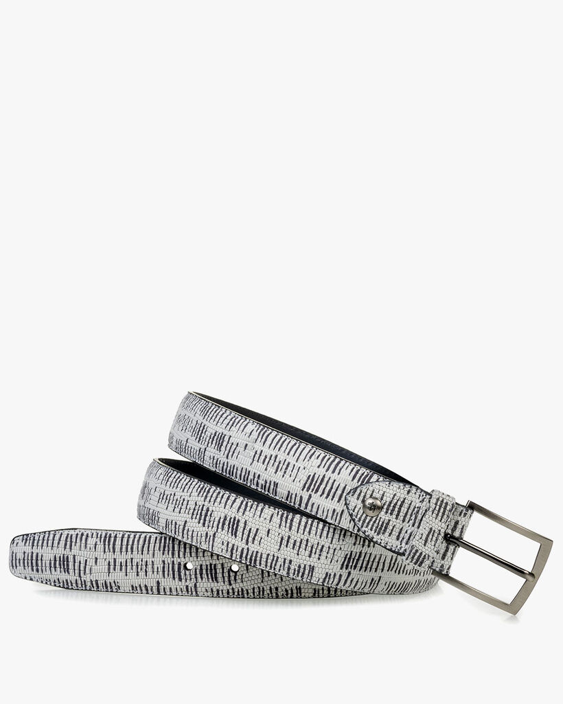 Belt nubuck leather black/white