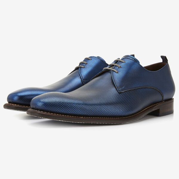 Floris van Bommel metallic blue leather men's lace-up shoe