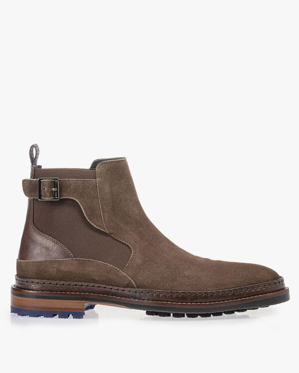 Chelsea boot suede leather dark taupe