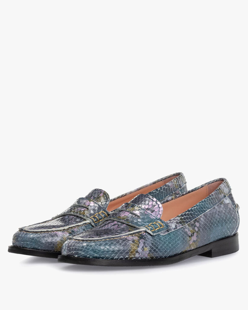 Loafer printed leather blue