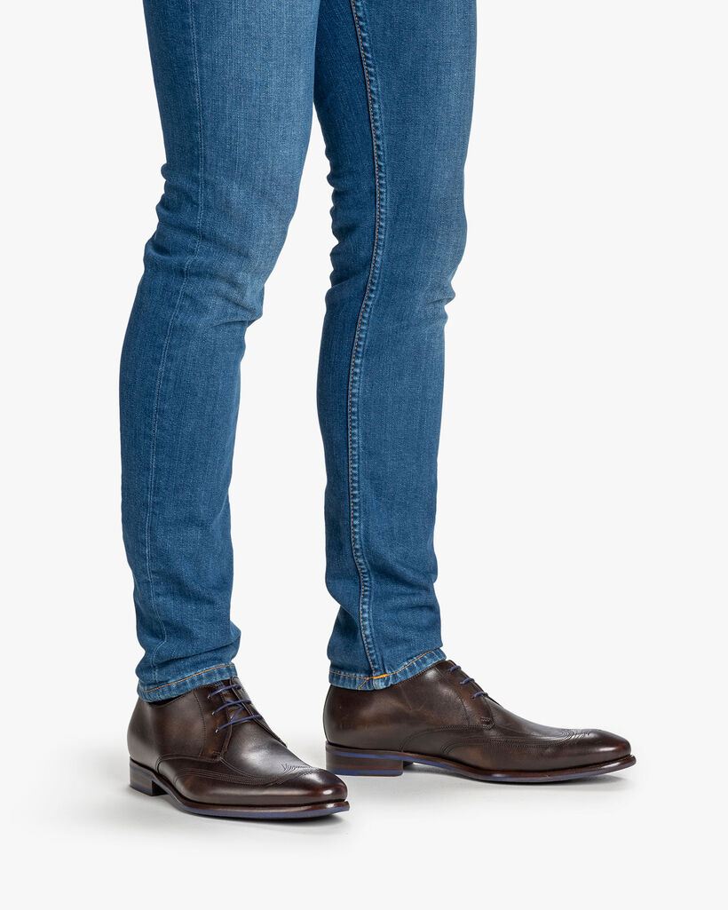 Veterschoen kalfsleer donkerbruin