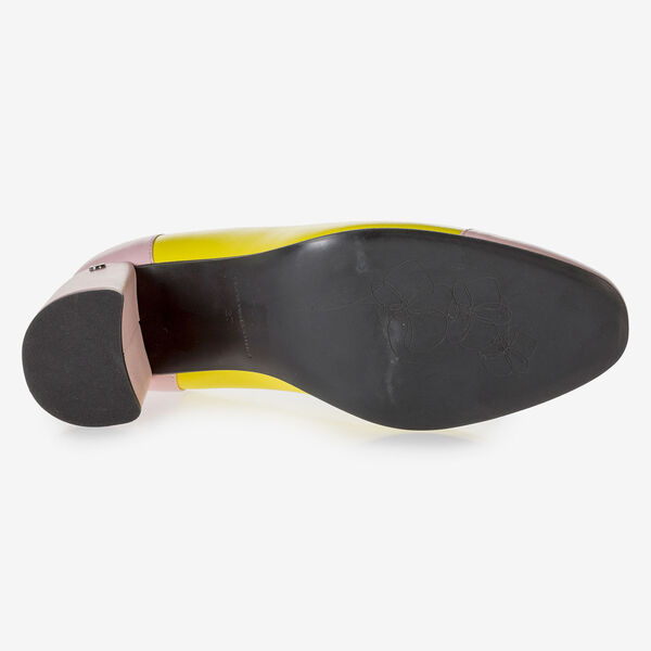 Yellow and pink nappa leather pumps