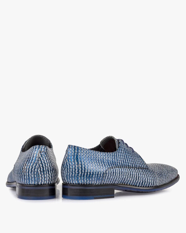 Lace shoe metallic with print blue