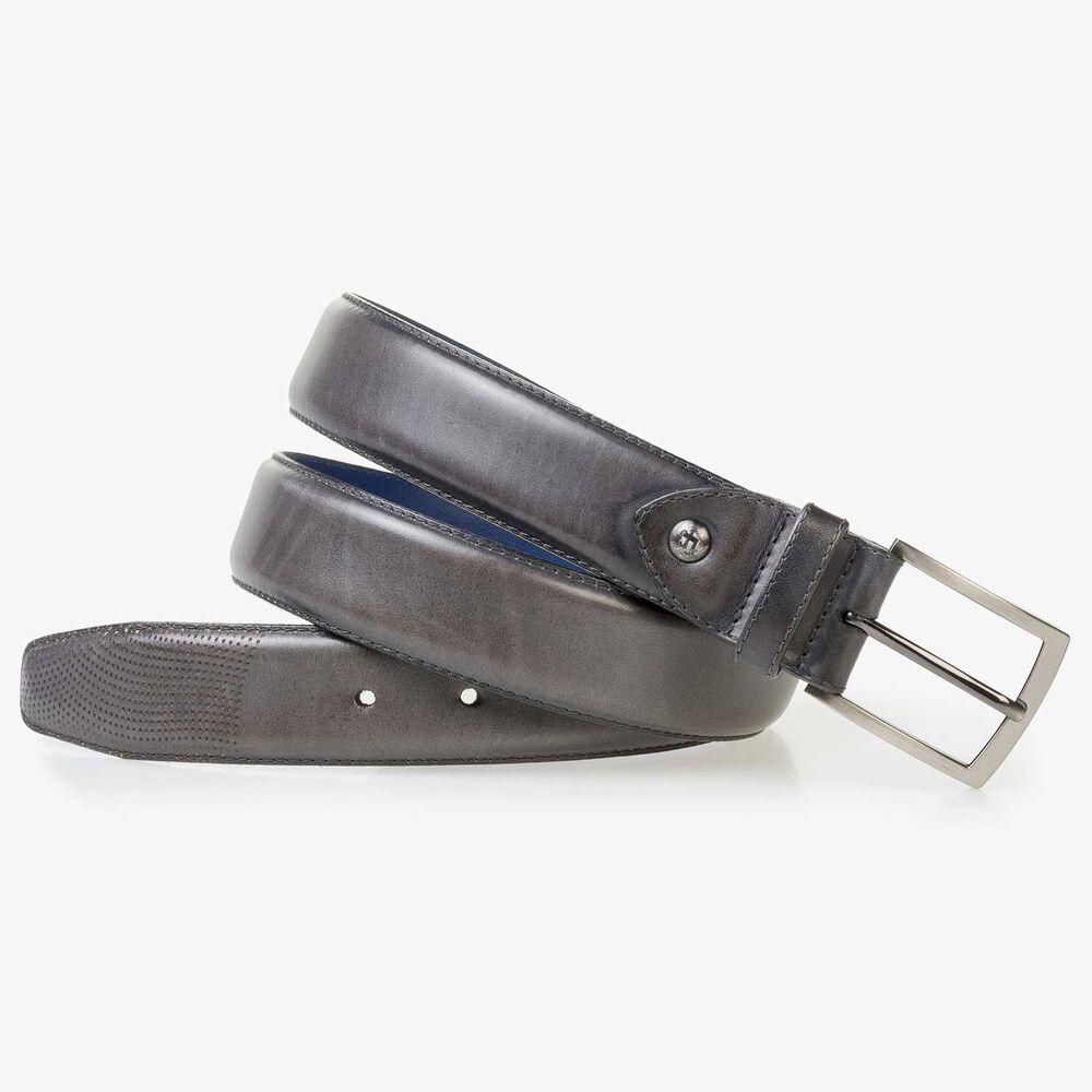 Dark grey calf leather belt