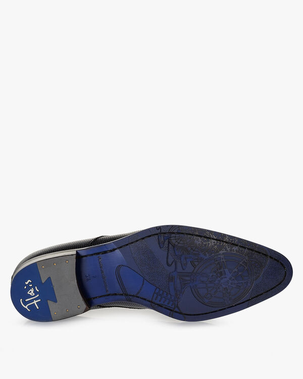 Lace shoe metallic print dark blue