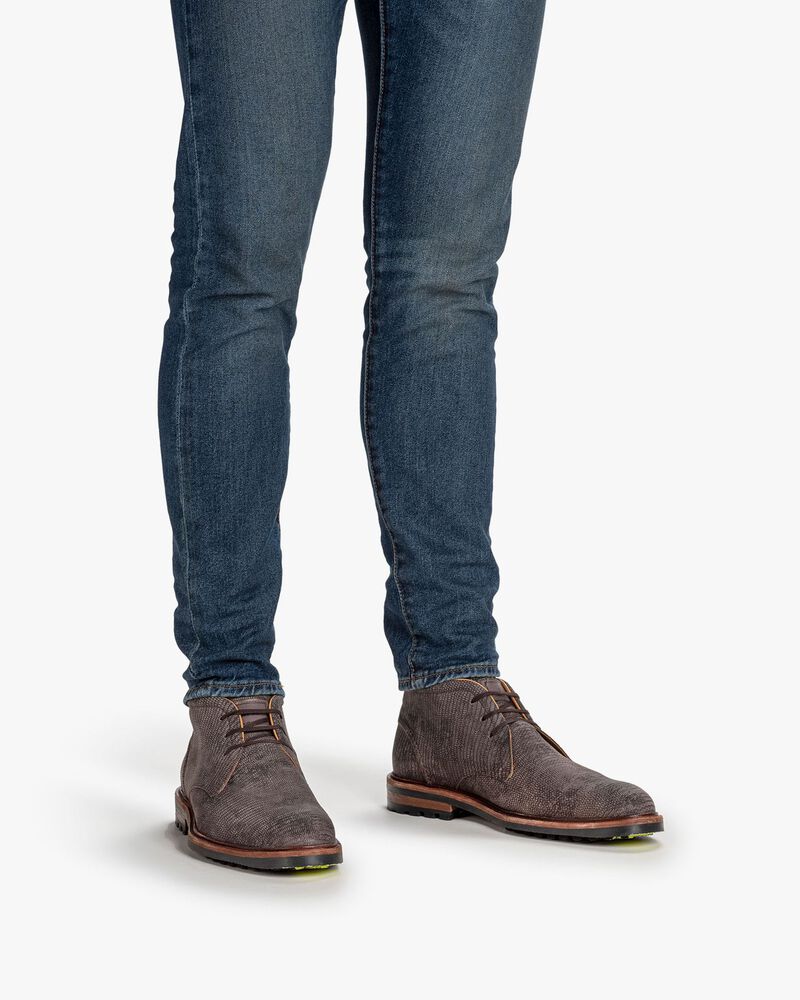 Veterboot reptielenprint donkergrijs