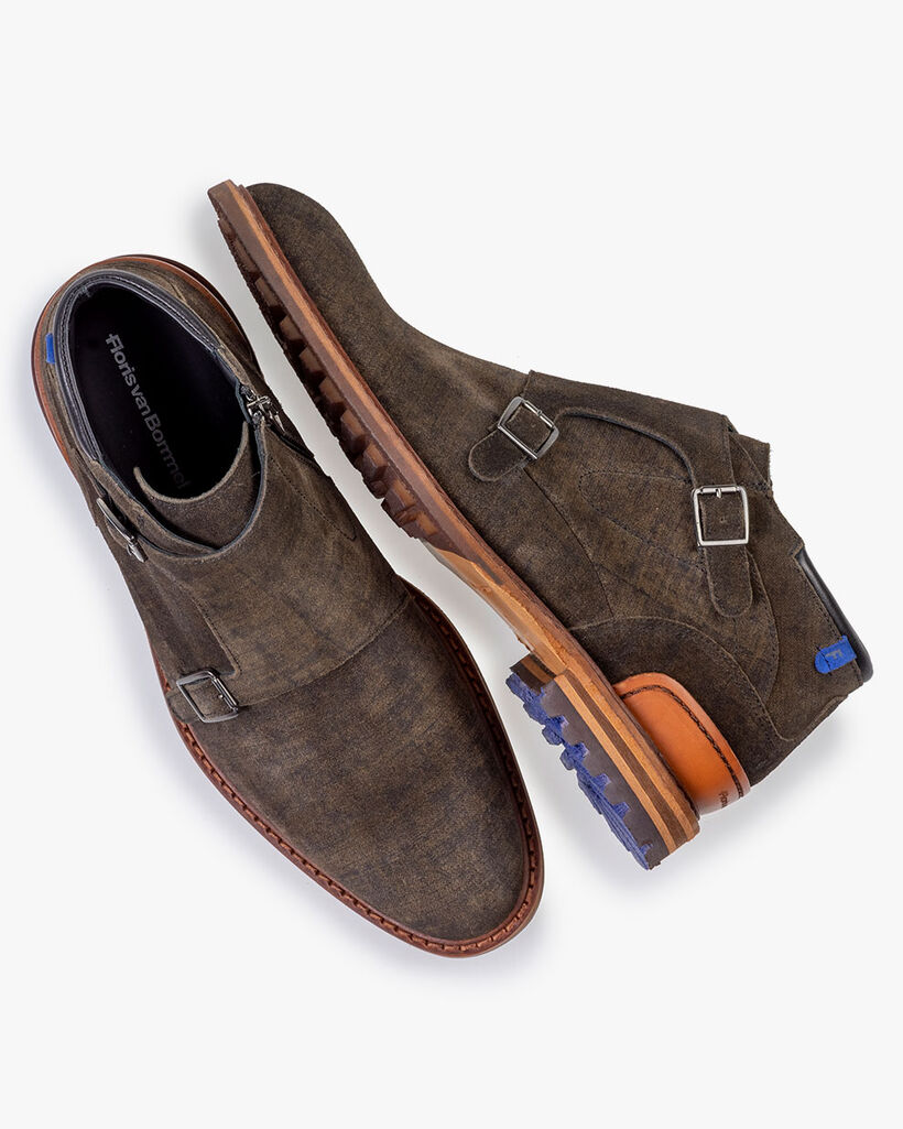 Gespschoen su&egrave;de donkergroen