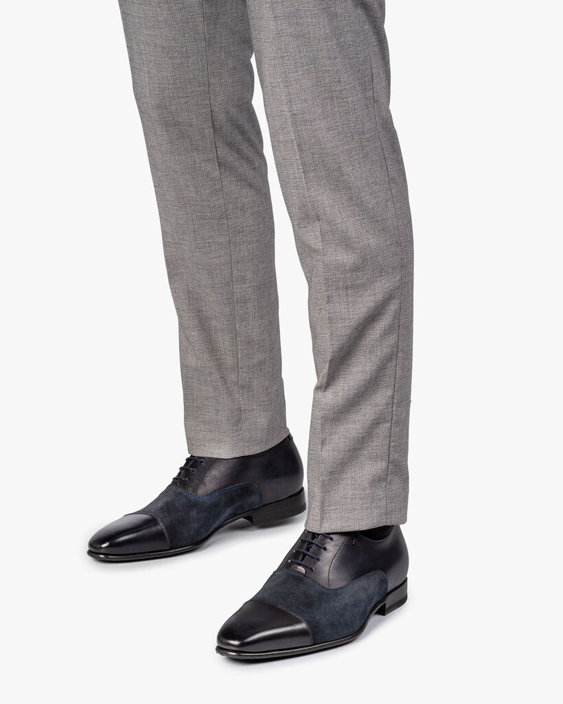 Veterschoen kalfsleer blauw