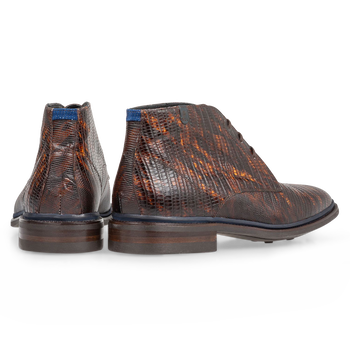 Veterboot lizardprint cognac