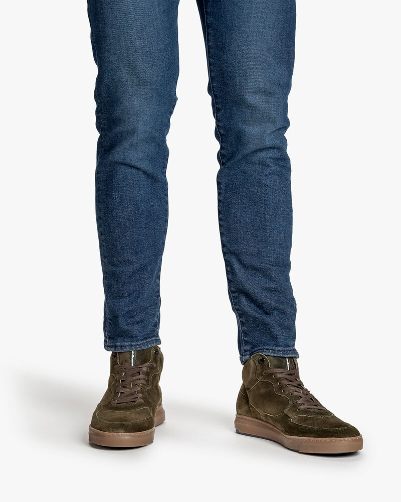 Sneaker su&egrave;de donkergroen